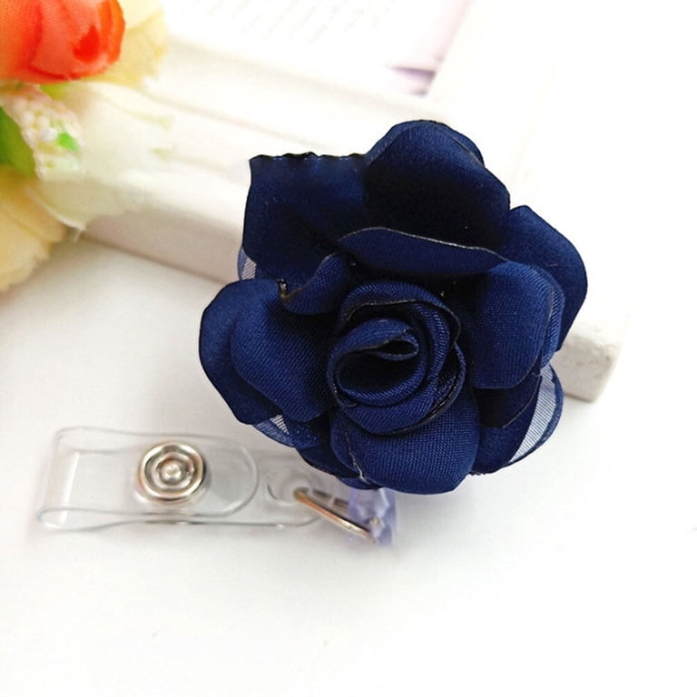 Blue Flower Badge Reel Silver Flower Badge Reel