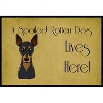 Caroline's Treasures BB1488JMAT Min Pin Spoiled Dog Lives Here Door Mat, Indoor Rug or Outdoor Welcome Mat 24x36 Doormat