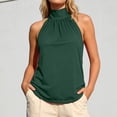 thumbnail image 2 of Alun Womens 2026 Fashion Summer Tank Tops Dressy Casual Lace up Halter Top Solid Color High Neck Sleeveless Tshirt Beach Vacation Thin Breathable Loose Fit Daily Wear Dark Green XL, 2 of 6