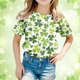 thumbnail image 2 of CONZONE St. Patrick'S Day Toddler Baby Girls Short Sleeve T Shirts 3/4 Sleeve Fashion Clover Graphic Tee Shirt for Infant Girls Crew Neck Soft Loose Childrens Spring Tops, 2 of 4