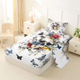 thumbnail image 2 of Homewish Floral Halloween Skull Twin Sheets,Colorful Butterfly Daisy Print Bedding,White Multicolor,3-Piece,1 Fitted Sheet and 1 Pillowcase, 2 of 6
