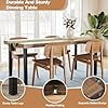 Waleaf 69" Acacia Wood Dining Table Set for 6-8 Person, Natural Indoor Outdoor Kitchen Table with Iron Legs