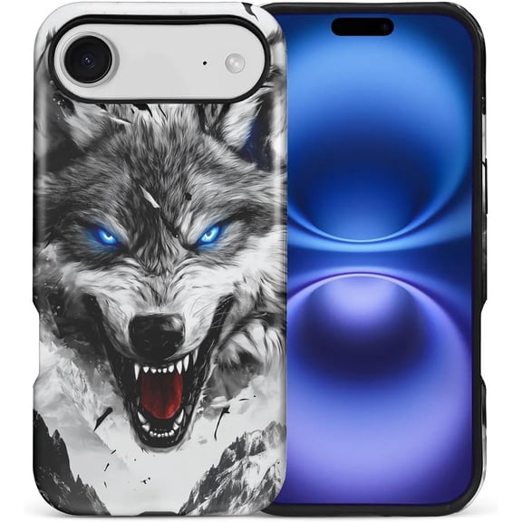 Case for iPhone 17 Air, Drop Protection Hybrid 2-Layer Hard Phone Cover-Fierce Wolf
