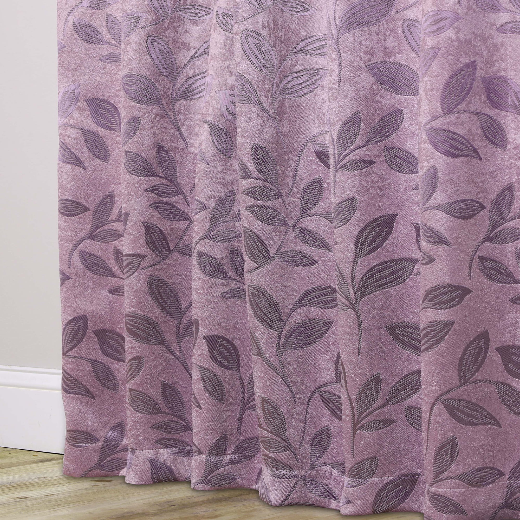 Superior Blackout Leaves Curtains Set of 2, Light Filtering Grommet Curtain Panel Set, Wisteria, 70"W x 96"L