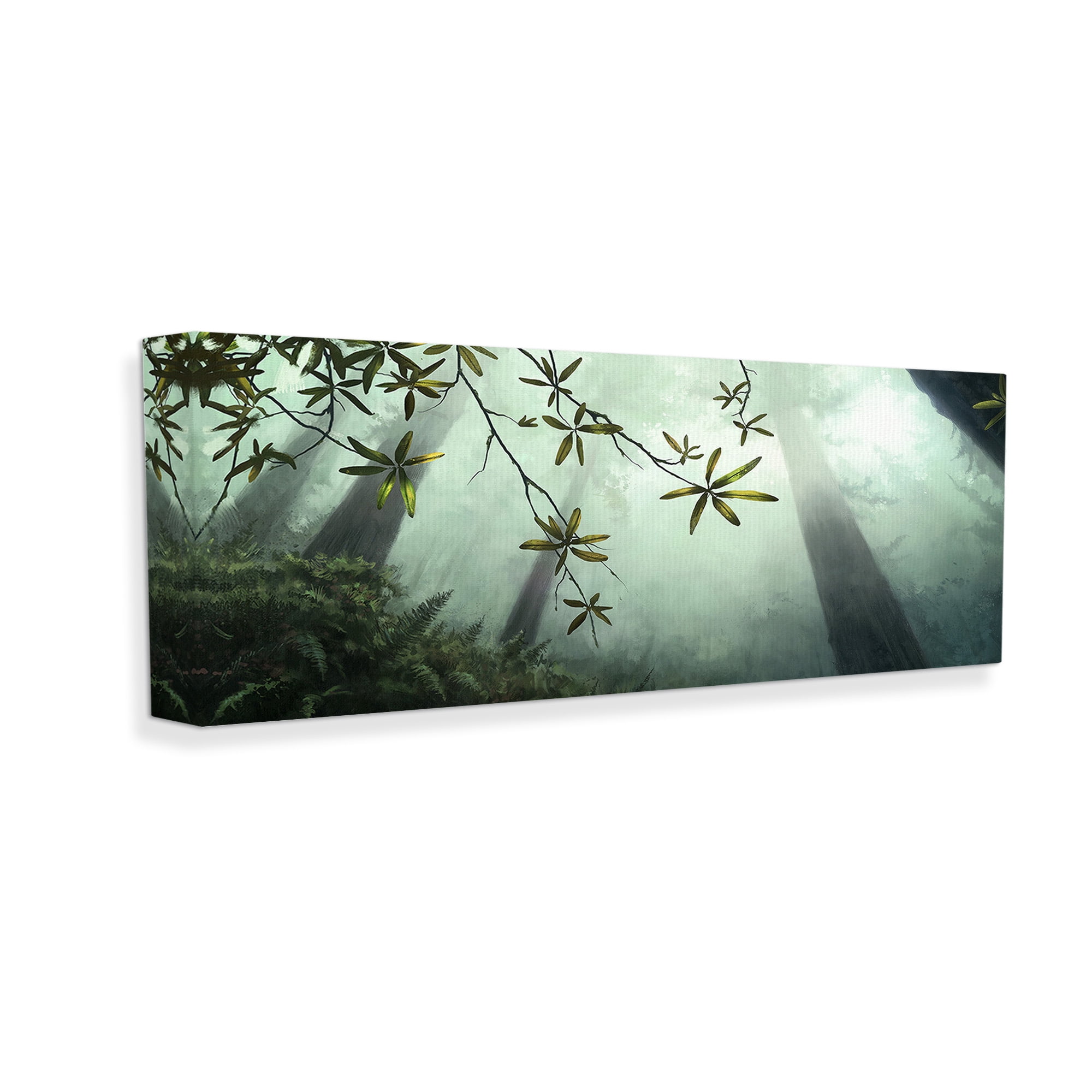 Stupell Industries Sunlit Forest Greenery Landscape Painting Gallery Wrapped Canvas Art Print Wall Art, 48 x 20