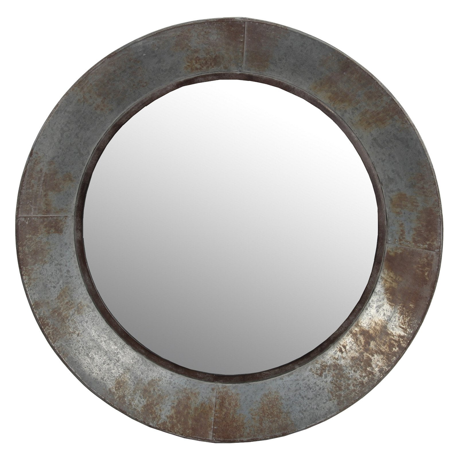 Privilege International Distressed Industrial Round Wall Mirror