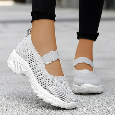 

WTN Summer Women s Hollow Out Wedge Sport Fashion Mesh Sneakers Slip On Shoes