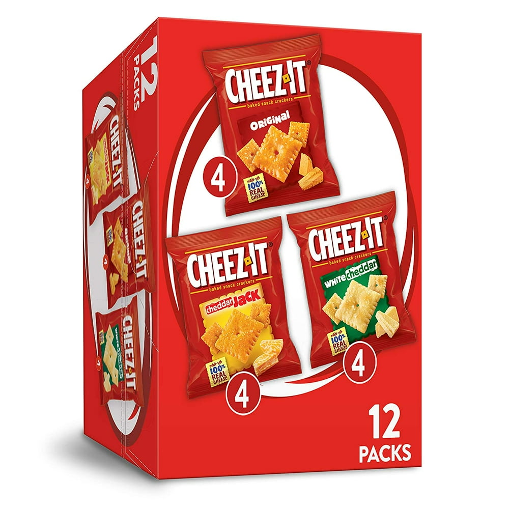 CheezIt Variety Pack Cheese Crackers, Original, White Cheddar, Cheddar