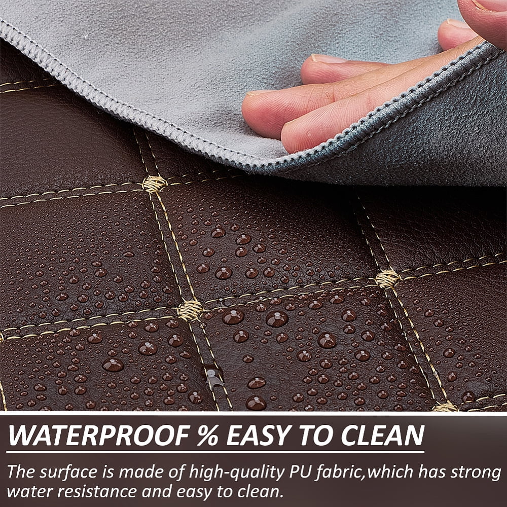 2.1 Yards Quilted Foam Fabric Leather Fabric 61 inch Diamonds Pattern Leather Fabrics with Brown Stitch