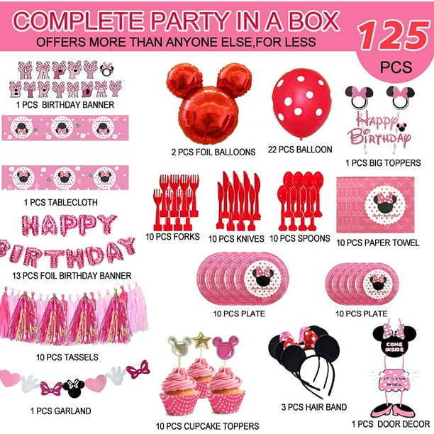 Bannière d'anniversaire Minnie Fête Minnie rose/or Anniversaire