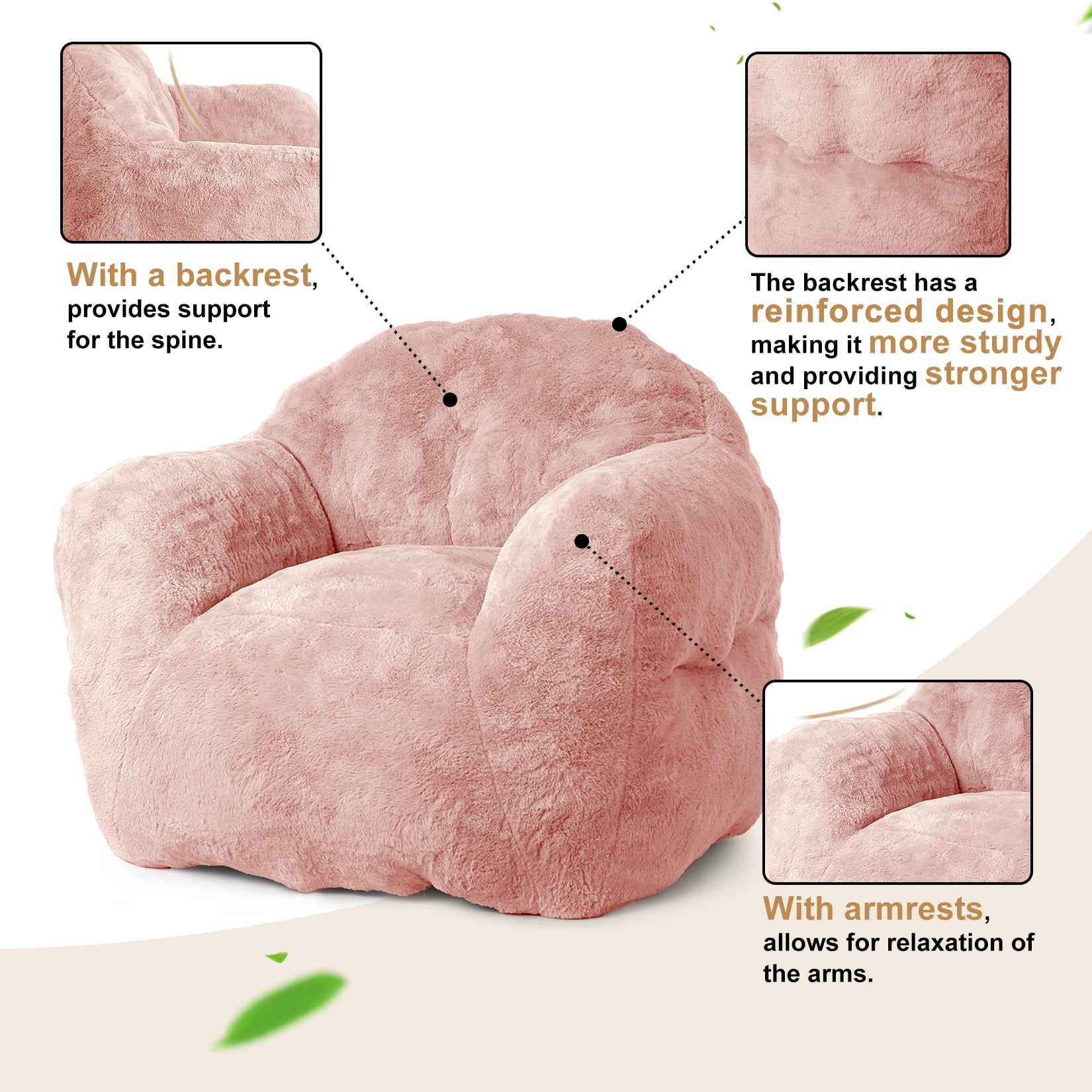 Extra Large Bean Bag Chair 39 Inch,Pre-Filled Plush Beanbag Sofa for Adults, Kids & Teens, Comfortable Lounge Chair for Bedroom & Living Room
