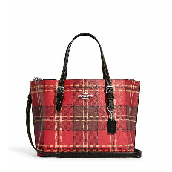 Coach Leather Mollie Tote 25, Red/Black Multi