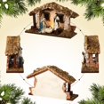 thumbnail image 4 of GHSDFBB Christmas Nativity Scene Indoor with Mossy Stable and LED Light, 12.5'' Manger for Nativity Scene, Village Resin Nativity Creche Stable for Christmas Decor, 4 of 6