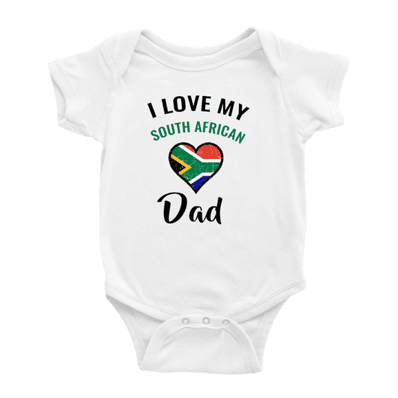 I Love My South African Dad Heart Flag Baby Bodysuit Newborn Clothes Outfits (White, 0-3 Months)