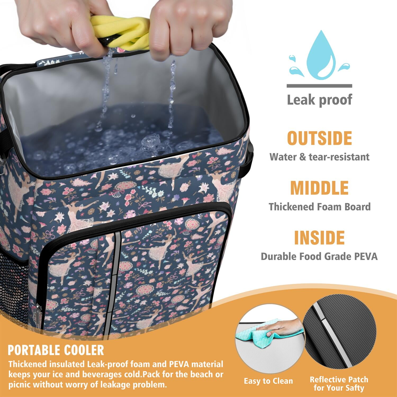 Travel Cooler Bag - Rainbow Princess Pattern Camping Beer Cooler Backpack with Bottle Opener- Waterproof Insulated Picnic Backpacks - Cooler Bag for Beach