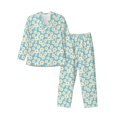 thumbnail image 1 of Balery Daisy Floral A Pijama para Hombre de Dos Piezas con Manga Larga, Conjunto de Dormir y Descanso Suave con Bolsillos-Large, 1 of 7