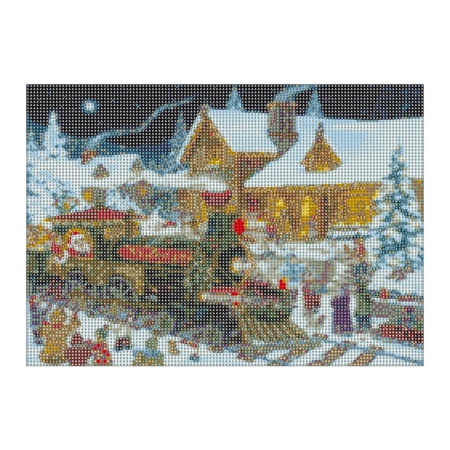 12*16 Inch DIY 5D Diamond Painting Kit Full Drill Diamond Painting Christmas Snow Pattern Resin Rhinestone Embroidery Cross Stitch Craft Home Wall Decor Gift
