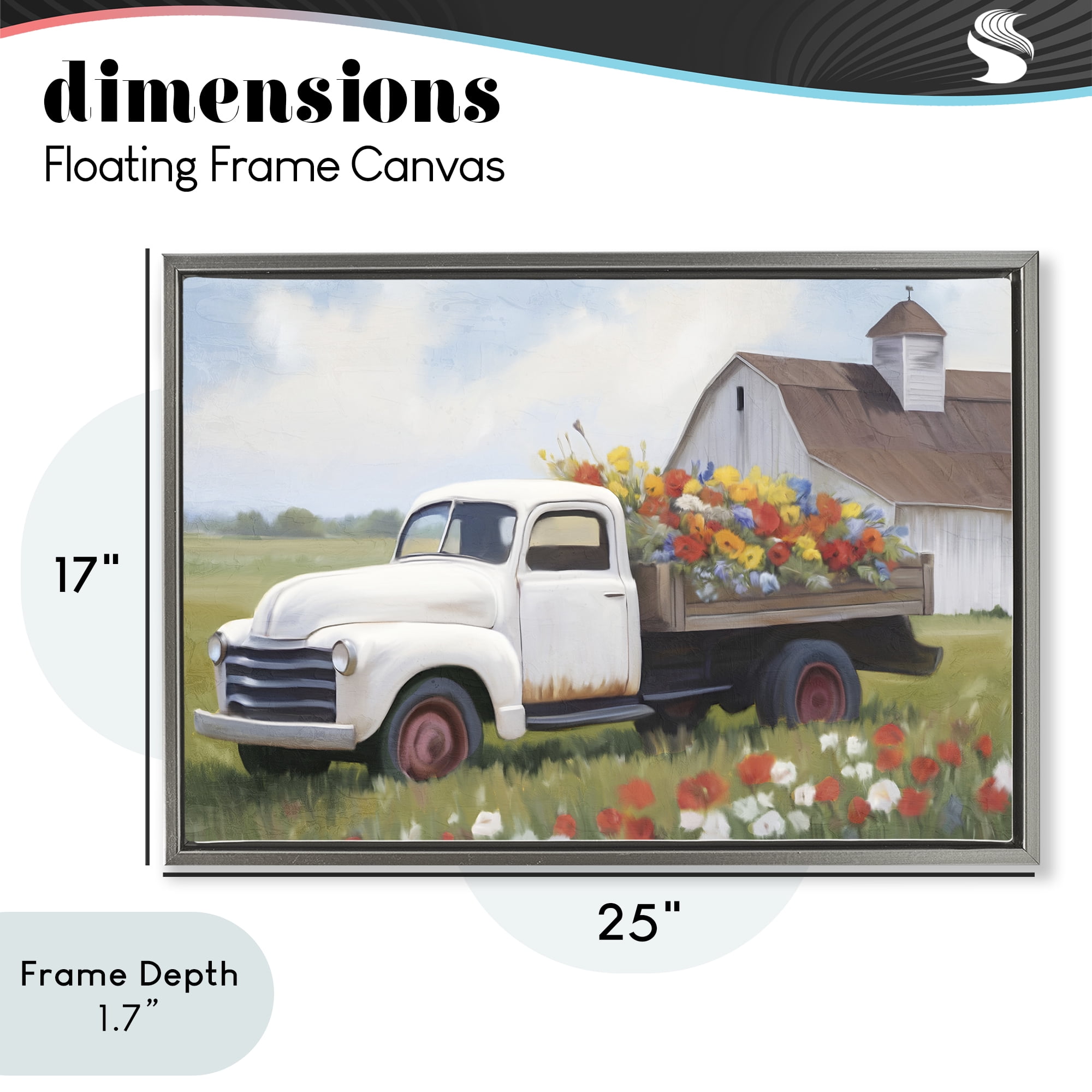 Stupell Industries White Delivery Floral Truck Gray Framed Floater Canvas Wall Art, design by Kim Allen