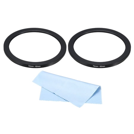 Uxcell 72mm-62mm Metal Step Down Ring with Cleaning Cloth 2 Pack Camera Lens Filter Aluminum Adapter Ring