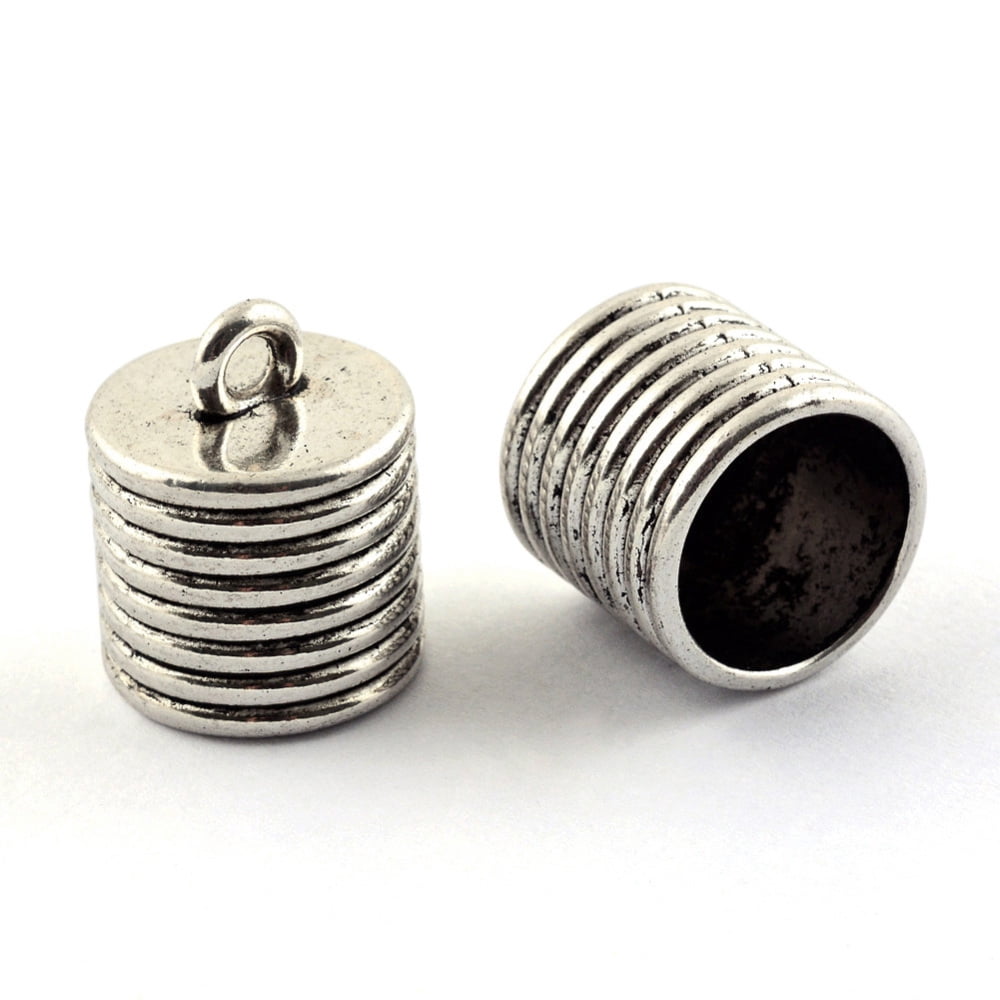 Tibetan style Alloy Cord Ends End Caps Cadmium Free & Nickel Free & Lead Free Silver 20x16mm Hole: 2.5mm about 150pcs/1000g
