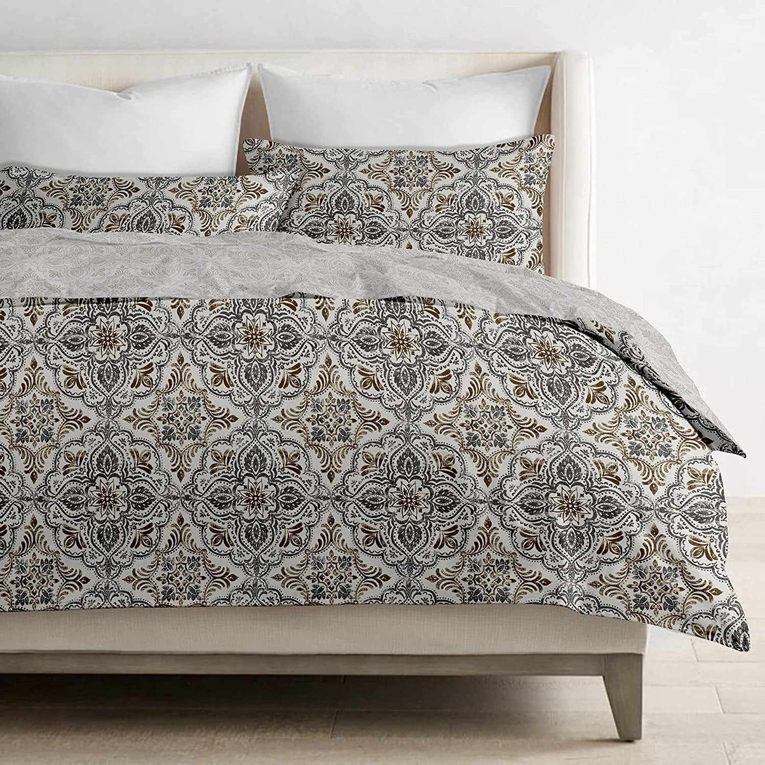 Delara Organic Cotton Duvet Sets 300 Thread Count, 3 Piece Duvet Cover with 2 Shams, King