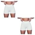 thumbnail image 1 of Greeniant Trajes de ejercicio de 2 piezas Pantalones cortos transpirables a prueba de sudor de cintura alta con tops cortos de un hombro Gimnasio Pantalones cortos blancos/L 2Conjunto, 1 of 6