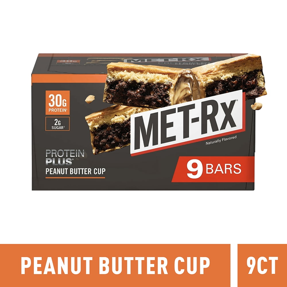 MET-Rx Protein Plus Bar, Peanut Butter Cup, 30g Protein, 9 Ct