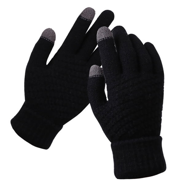 Qarigey Guantes tejidos de lana de Cachemira para mujer, guantes gruesos cálidos de invierno para pantalla táctil, mitones sólidos guantes y mitones negro Qarigey AP000827-03