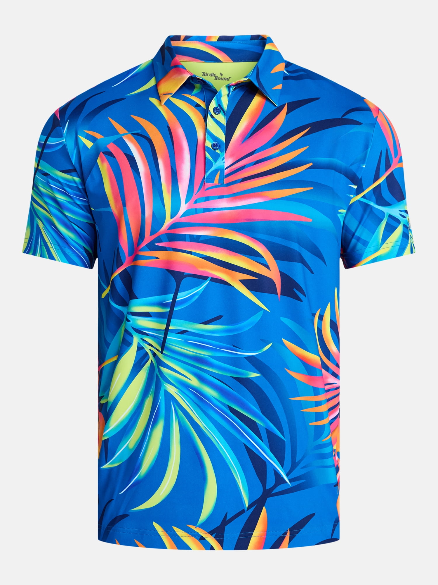 Birdie Bound Men's and Big and Tall Men's Palm Print Polo Shirt, Sizes XS-4XLT