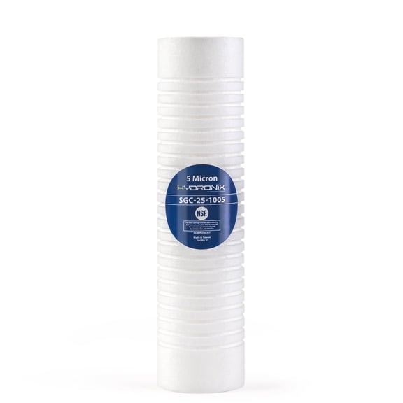 Hydronix SGC-25-1005 Sediment Grooved Water Filter Cartridge 2.5" x 10" 5 micron - Replaces AP110