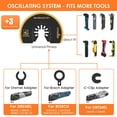 thumbnail image 4 of EASTIN 3Pcs Oscillating Saw Blades Bi-metal Titanium Coated Multitool Blades Semicircular Sharp Oscillating Blades Fast Cutting Saw Blades with Gasket Adapters, 4 of 9