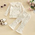thumbnail image 2 of KPOPLK Toddler Baby Clothes Girls Long Sleeve Waffle Contrast Color Sweatshirt Pants Sets 3 6 12 18 24 Months 2T 3T 4T 5T Girls Fall Winter Outfits Size 2-3 Years, 2 of 9