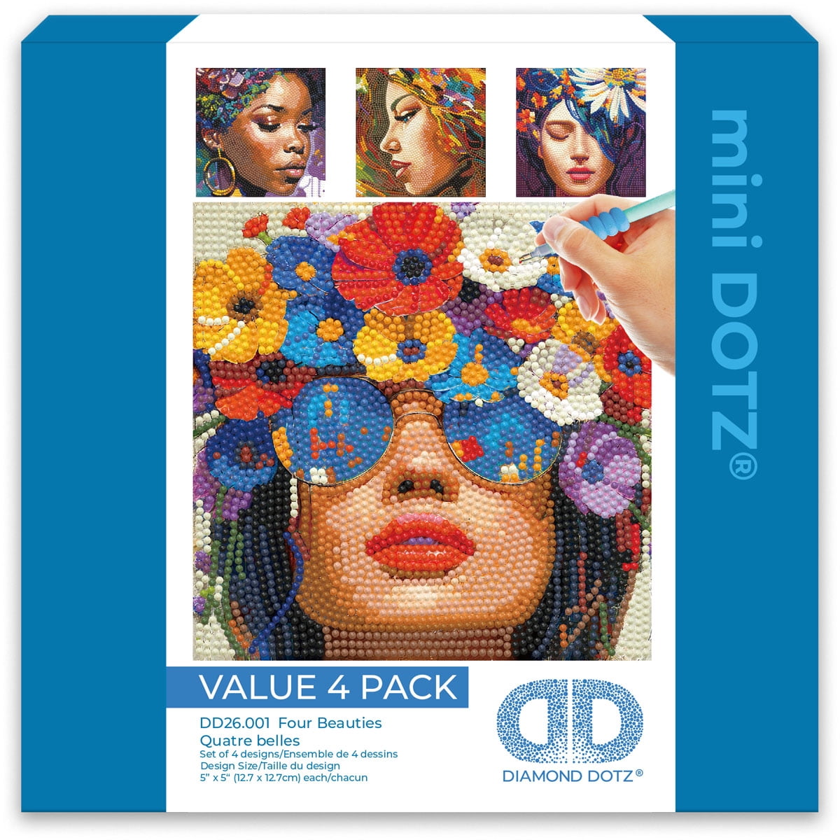 Diamond Dotz Mini Four Beauties Diamond Painting Kits for Adults - Fashion Diamond Art Kits a Relaxing Creative Craft Kit with Dotz Gems 5x5