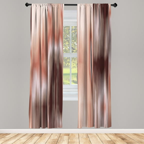 Ambesonne Earth Tones Curtains, Abstract Modern Ombre, Pair of 28"x84", Peach Brown