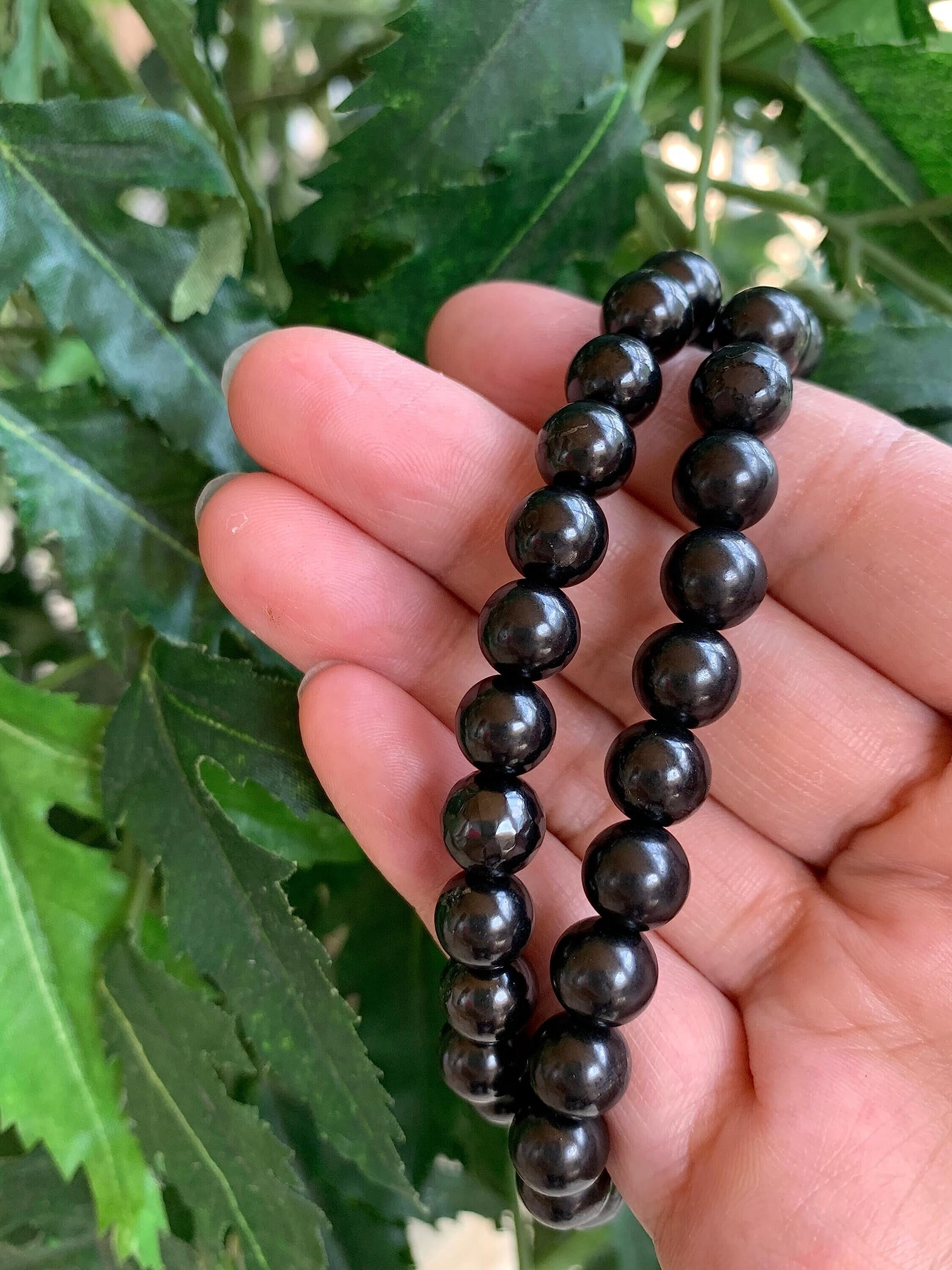 Shungite Crystal Bead Bracelet 8mm, Wholesale Genuine Shungite Stretch Gemstone Bracelet, Gift for Men & Women (2)