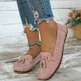 thumbnail image 2 of Womens Penny Loafers Casual Slip on Orthopedic Shoes with Arch Support Round Toe Stitching Tassel Nonslip Moccasin Driving Shoes Pink Size 9, 2 of 6
