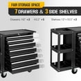 thumbnail image 6 of Ktaxon 7-Drawer Rolling Tool Chest with Side Shelves, Tool Storage Side Cabinet w/Lockable Wheels, for Warehouse Garage Repair Shop, 6 of 8
