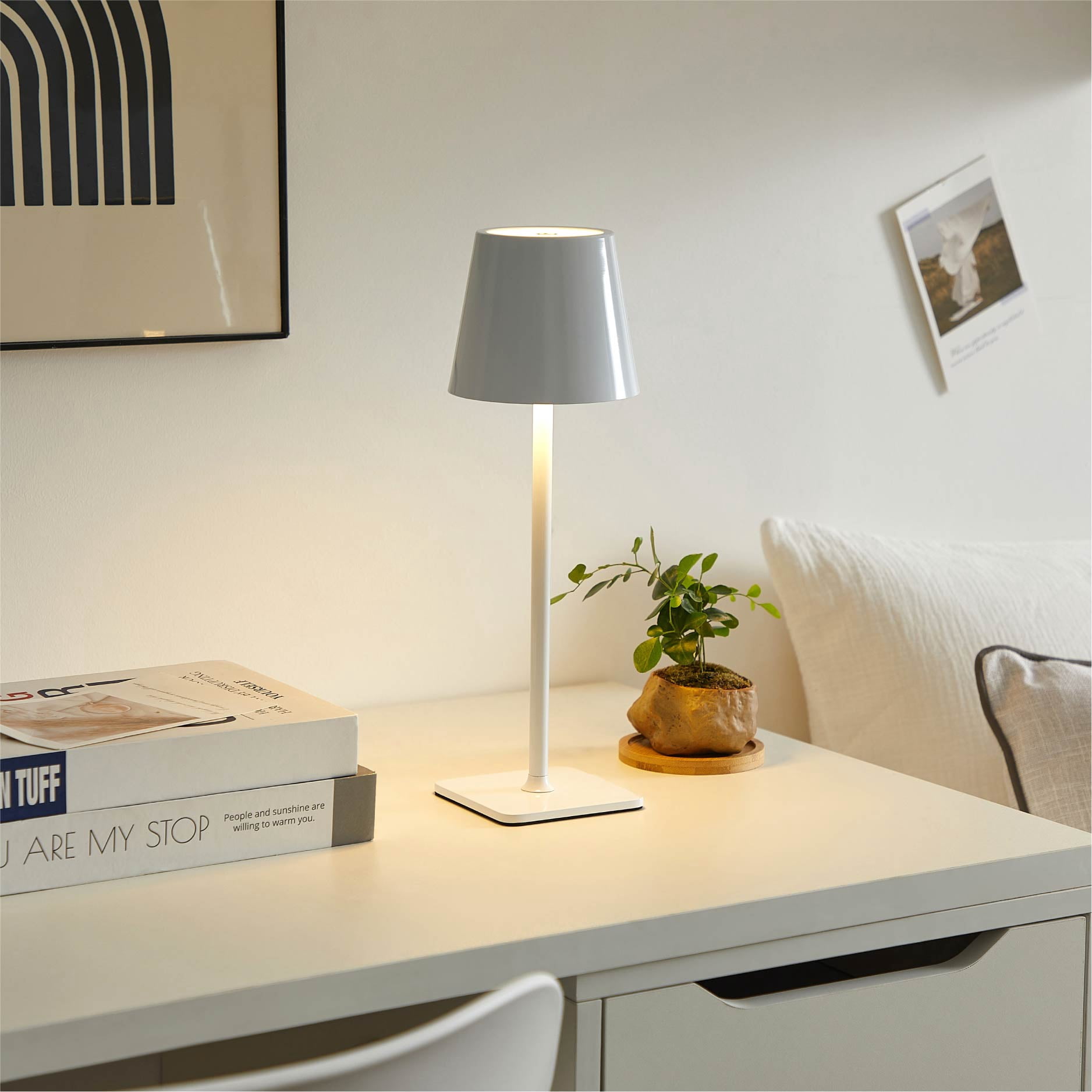 Mainstays Rechargeable 13" Table Lamp, White