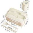 thumbnail image 2 of Hiroekza Bento Lunch Box Portable with Lid and Cup - Leakproof ABS Food Storage Container for Home, Office, School - 7.8x5.1x2.9in - Adult & Student Microwave-Proof Lunch Box Beige, 2 of 7
