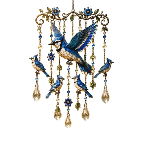 chaungfeng Hummingbird Wind Chime,Acrylic Sun Catcher,Memorial Gift for Women Grandma,Hanging Sunlight Catcher for Outdoor Yard Garden Home Decor(Blue Hummingbird)