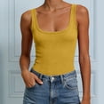 thumbnail image 7 of enyan Workout Tops for Women Womens Ladies Ribbed Thick Strap Racerback Tight Slim Fitted Sporty Workout Tank Tops,Yellow,XL, 7 of 7