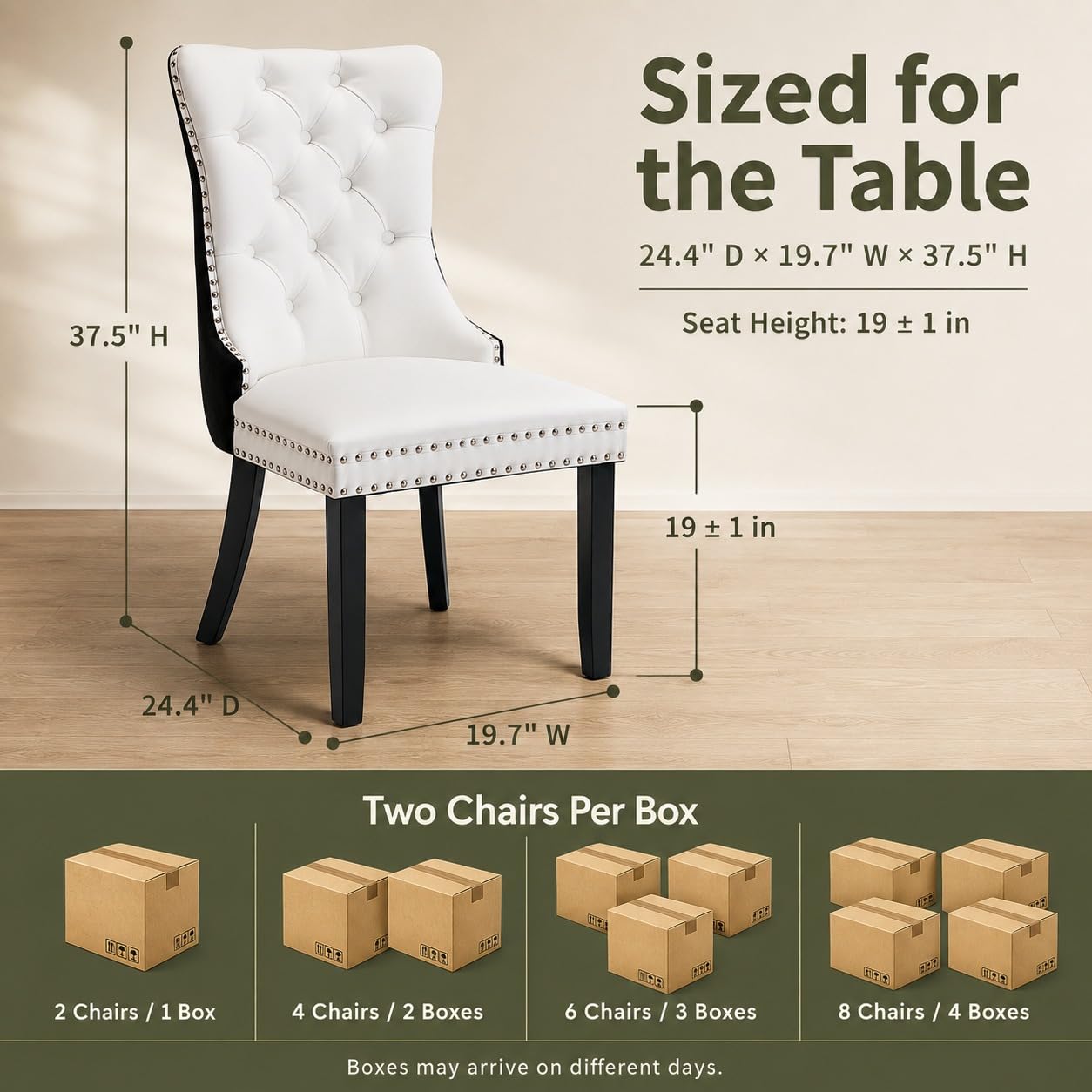 Oduse-Daily Tufted Dining Chairs Set of 2, Two-Tone photo 2