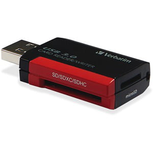Verbatim Pocket Card Reader, USB 3.0 - Black - Secure Digital (SD) Card, microSD Card, Secure Digital Extended