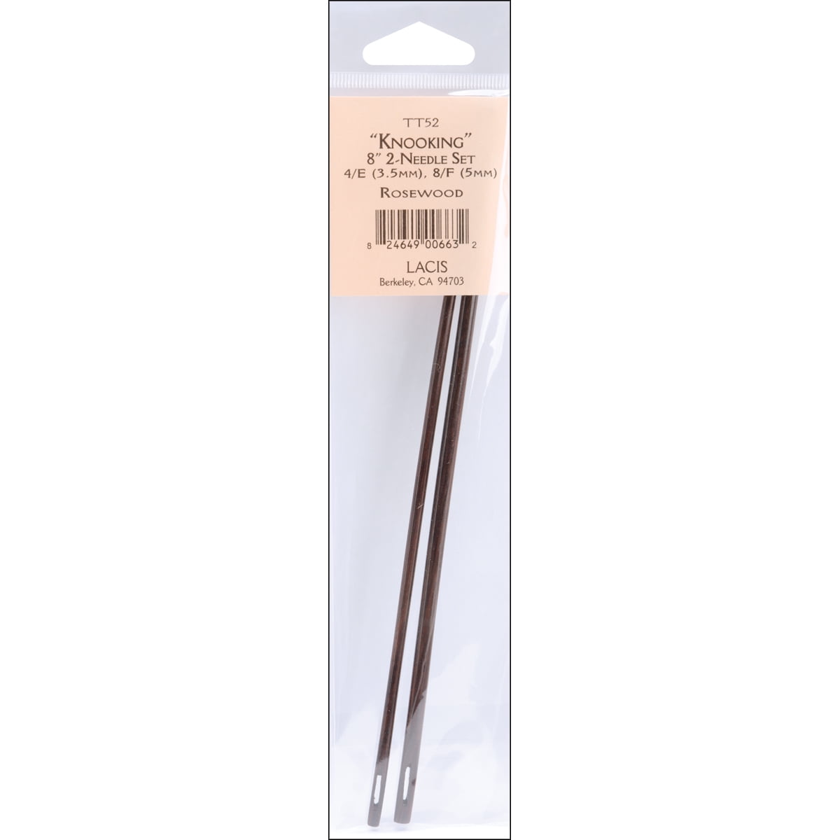 Knooking Rosewood Needles 8' 2/Pkg, E4/3.5mm to F8/5mm