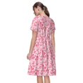 thumbnail image 2 of Bixox Robe d'Été à Manches Courtes pour Femmes Robe Ample Longueur Genou avec Poches-Cœur Rose, 2 of 7