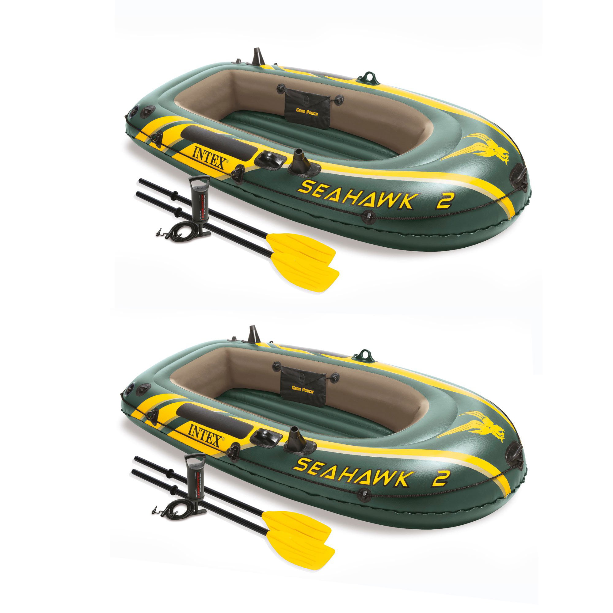 Rowing Boat For Sale 4 People W/Oars &Air Pump Intex Seahawk W/Vest Life Jacket 