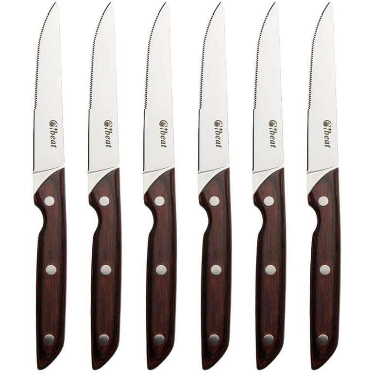 Set of 6 Professional Steak Knives with Serrated Edge
