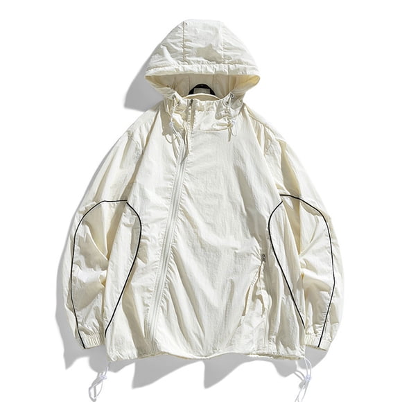 Men's Sun Protection Hooded Jacket; Breathable Long Sleeve Shirt; UV Blocking Casual Coat with Loose Fit; Summer Outdoor Wear; Machine Washable Lightweight Nylon-Spandex Blend