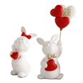 thumbnail image 1 of Figura de conejo de pareja, de esculturas, accesorios de fotos para manualidades decorativas, adorno con globo, estatua de boda coleccionable, 1 of 9