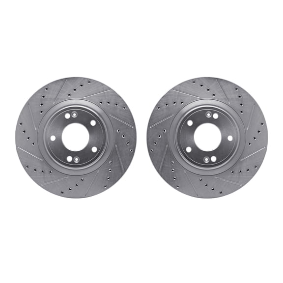 Dynamic Friction Company Front Brake Rotors-Drilled and Slotted-Silver 7002-03018